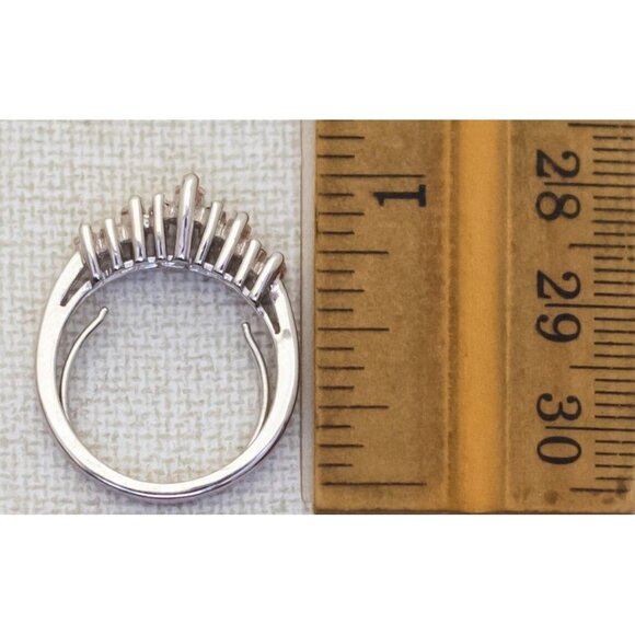 Size 5, Vintage Pink Rhinestones Abstract Silver Tone Ring by Avon - T22 - Picture 3 of 3